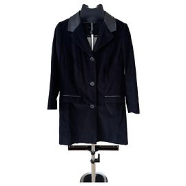 Dolce & Gabbana Blazer de veludo cotelê preto e couro Preto