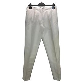 Bottega Veneta Pantalon en lin blanc à pinces Blanc