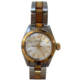 Relógio Rolex Oyster Perpetual Bicolor Ouro e Aço Prata Dourado Gold hardware