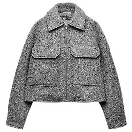 Zara kurze graue Wolljacke Grau