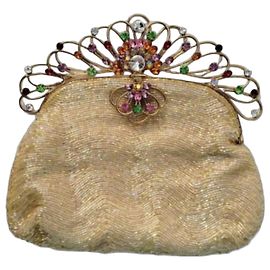 Autre Marque Butler & Wilson Clutch con Perline e Cornice a Tiara di Cristallo Multicolore D'oro