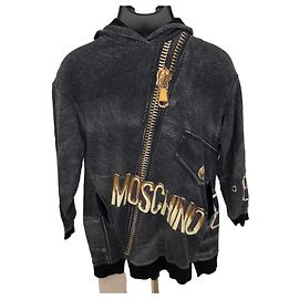 Sudadera Moschino Teen efecto cuero Negro Gris