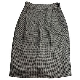Emanuel Ungaro Ungaro Solo Donna Paris Patterned Wool Skirt Black White