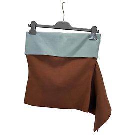 Fendi Colorblock Wool Strapless Top Brown Red Light blue