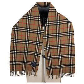 Burberry Sciarpa in lana Nova Check Nero Rosso Beige