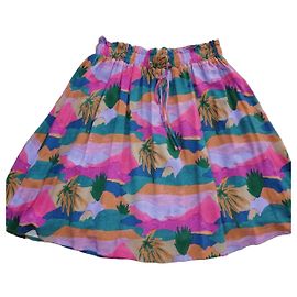 Autre Marque Saia curta estampada colorida Marie Sixtine Marrom Rosa Azul Multicor Bege Verde Laranja Roxo