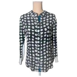 Sonia by Sonia Rykiel Seidenhemd mit Blumenmuster Schwarz Weiß