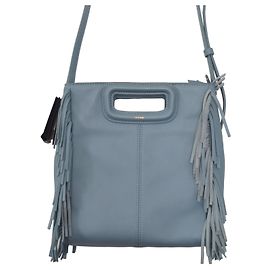 Maje Borsa a tracolla M in pelle blu con frange Blu