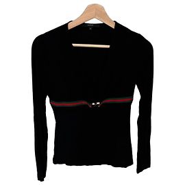 Gucci Web Stripe Long Sleeve Top - Black Black