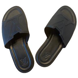 Louis Vuitton Portofino Leather Pantolettes - Black Black