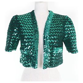 Gucci Sequined Acrylic Bolero Jacket Green