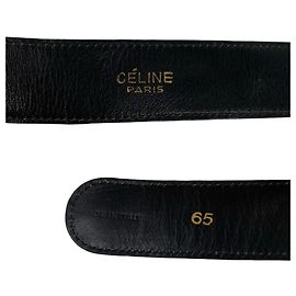 Céline Celine Vintage Pferdekarren-Logo Schnalle Ledergürtel Schwarz