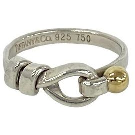 Tiffany & Co Tiffany Hook & Eye Band Ring Silvery Golden