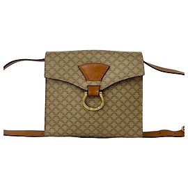 Céline Borsa a tracolla CELINE Vintage Macadam Blazon Triomphe Pattern in pelle Marrone