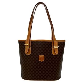 Céline Sac cabas Celine Vintage Macadam Blazon Triomphe Logo en cuir Marron