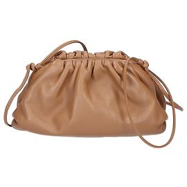 Bottega Veneta Mini The Pouch Bolsa de ombro em pele de vitelo Bege