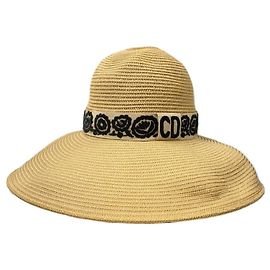 Christian Dior Strohhut CD-Monogramm Schwarz Stroh