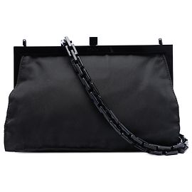 Prada Black Tessuto Kisslock Frame Chain Crossbody Black