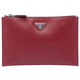 Prada Red Saffiano Clutch Rot Bordeaux