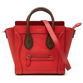 Céline Sac cabas Luggage en cuir bicolore rouge nano Celine Rouge