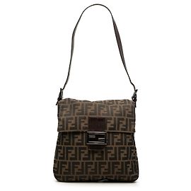 Borsa a tracolla Fendi in tela Zucca marrone Marrone