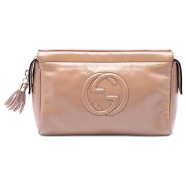 Clutch Soho em verniz macio marrom Gucci Marrom Carne