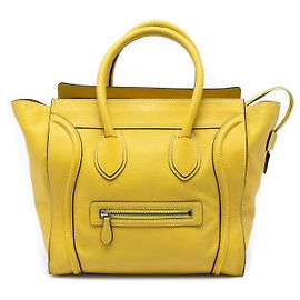 Céline Sac cabas Luggage en cuir de veau jaune Celine Mini Jaune