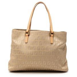 Fendi Beige Zucchino Canvas Shopping Tote Beige
