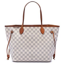 Louis Vuitton White Damier Azur Neverfull MM Bianco