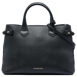 Bolsa tiracolo Burberry Black Medium em couro e House Check Preto