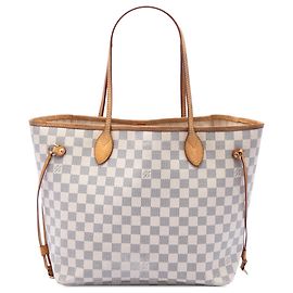 Louis Vuitton White Damier Azur Neverfull MM Blanc