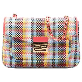 Fendi Bolsa Transversal Baguette em Nappa Tecido Rosa Multicor Rosa