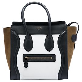 Céline Bolsa Tote Luggage em couro de vitelo e camurça tricolor micro branco Celine Branco