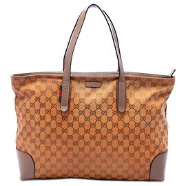 Gucci Orange GG Canvas Web Tote Orange