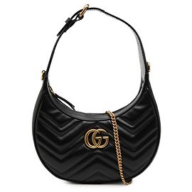 Sac demi-lune Gucci Black Mini GG Marmont Noir