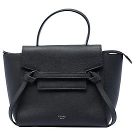 Céline Bolsa Belt Celine em couro de vitelo granulado Nano preto Preto