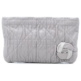 Clutch Cannage em couro de bezerro cinza Dior Marrom Cinza