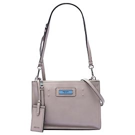 Bolsa Prada Gray Glace Calf Etiquette Marrom