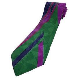 Gianni Versace Corbata de seda geométrica Verde Púrpura Azul oscuro