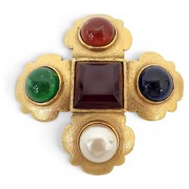 VINTAGE CHANEL GRIPOIX VICTOIRE DE CASTELLANE 1986 PERLEN-CABOCHON-BROSCHE Golden