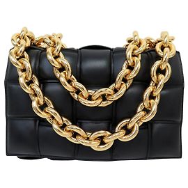 NOVA BOLSA BOTTEGA VENETA CHAIN CASSETTE MATELASSÊ INTRECCIO PRETA Preto