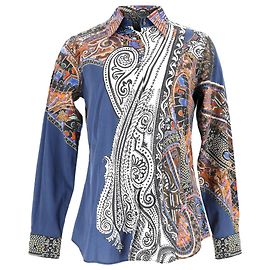 Top de manga larga con botones Etro con estampado Paisley en algodón multicolor Multicolor