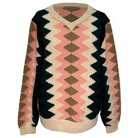 Pull en maille à motif zig-zag Nessa de Khaite en cachemire multicolore Multicolore