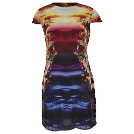 Abito bodycon MCQ Alexander McQueen con stampa minerale in seta multicolore Multicolore