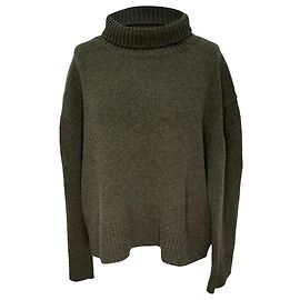 Nili Lotan Omaira Rollkragenpullover aus Olivenfarbener Lammwolle Grün Olivgrün