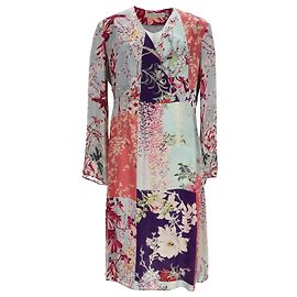 Abito con scollo a V con stampa floreale Etro in viscosa blu Multicolore