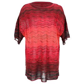 M Missoni Wave Pattern Knit Oversized Top in Red Viscose Red