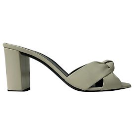 Saint Laurent Bianca Slide Sandals in White Leather White
