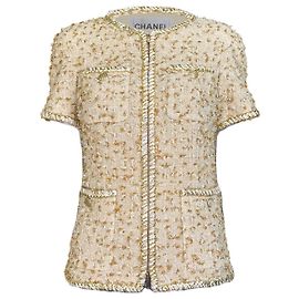 Chanel Iconic Spring 2019 Beige Sand Tweed Jacket Beige Golden