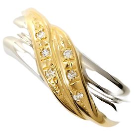 Autre Marque Platin- und Gelbgold-Ring mit Diamant Golden Andere